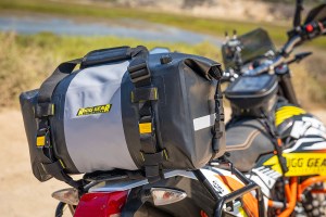 Photo showing Hurricane 25L Dry Duffle bag mounted to KTM 690